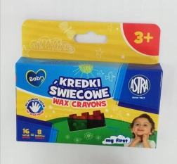 ASTRA BABY viaszkréták, kocka forma, 16 db (8 szín)