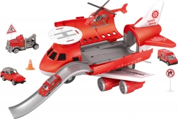 Tűzoltó repülőgép állomás járművekkel és helikopterrel