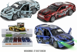 fém versenyautó 1:32 nyitható ajtókkal és világítással