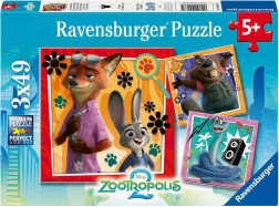RAVENSBURGER puzzle Zootropolis: Állatváros 3×49 darab