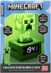 Minecraft Creeper ébresztőóra éjszakai fénnyel, 16 cm