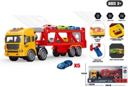 Teherautó autómentő szállítóval és 5 kisautóval