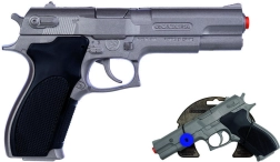 Rendőrségi pisztoly ezüstszínű, matt, fém, 8 lövéses