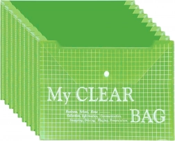 Átlátszó A4-es patentos irattartó, zöld (20 db)