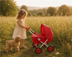 New Baby Ani&ccaron;ka piros játékbabakocsi