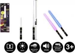 Összecsukható fénykard fénnyel és hangokkal, 80 cm