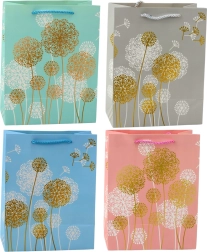 Ajándéktáska pitypang mintával, arany akcentusokkal 23 x 18 x 10,5 cm