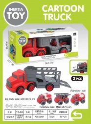 járműkészlet vontató teherautóval és tűzoltó autókkal