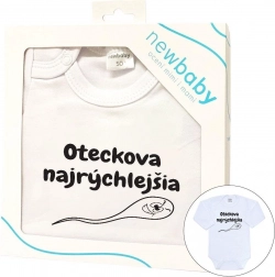 New Baby nyomott mintás baba body, OTECKOVA NAJRÝCHLEJŠIA felirattal, hosszú ujjú, díszdobozos csomagolás