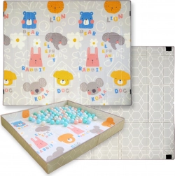 Kétrétegű, összehajtható XPE hab játszószőnyeg 2 az 1-ben HUMBI 200 × 180 cm tépőzáras oldalakkal