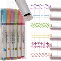 MAALEO 6 darabos dekorációs mintázó és satírozó filctoll készlet