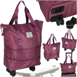 Összecsukható gurulós utazótáska lila