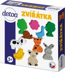 Fa állatfigurák készlete dobozban