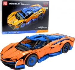 Távirányítós sportautó építőkészlet, 1883 darab – kék‑narancs