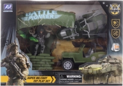 Katonai készlet ejtőernyőssel, dzsippel és vízi robogóval