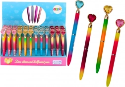 Golyóstoll gyémántos szívvel, kék tinta 0,7 mm – vegyes színek