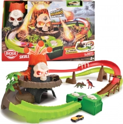 Dickie Toys Koponya-vulkán versenypálya fényekkel és hangokkal + 1:64 méretarányú fém kisautó