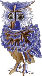 Woodcraft fa 3D puzzle - Színes Bagoly