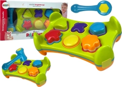 Kétoldalas oktató formabedobó kalapáccsal és formákkal