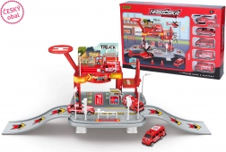 Tűzoltóállomás autókkal és helikopterrel – cseh csomagolás