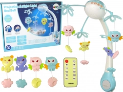 Körhinta Kiságyhoz Kivetítő Fénnyel és Távirányítóval Kék