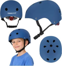 TRIKE FIX gyermek kerékpáros sisak LED-del, S méret 48–54 cm, sötétkék