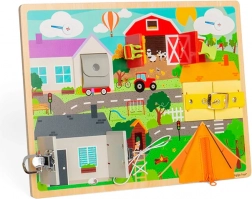 BIGJIGS TOYS mindennapi készségeket fejlesztő motorikus tábla