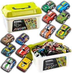 Fém kisautók készlete bőröndben, színes kollekció 30 db