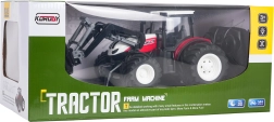 RC traktor homlokrakodóval, piros 1:24