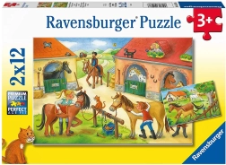 Ravensburger puzzle – nyaralás a tanyán lovakkal, 2×12 darab