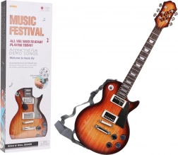 Gyermek elektromos gitár fejhallgatóval és mikrofonnal – Barna