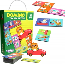 Oktatási játék Állatok a közlekedésben Puzzle Domino Montessori