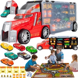 Teherautó kis autókkal, 23 darabos készlet