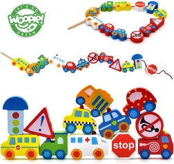 Woopie Green fa fűzhető gyöngyök járművek 13 db