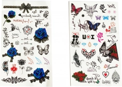 Ideiglenes tetoválós matricák lányoknak – motívum-mix, 25 cm-es ív