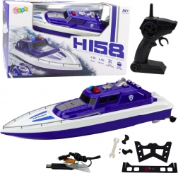 Rendőrségi távirányítós motorcsónak kék színben