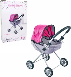 Fekete-rózsaszín babakocsi babáknak