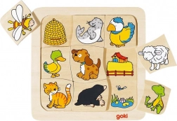 GOKI fa beillesztős puzzle – Ki hol lakik?, 9 darab