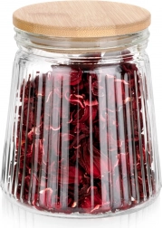 Üveg tárolóedény ömlesztett élelmiszerekhez bambusz tetővel és tömítéssel 700 ml