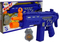 Rendőrségi készlet pisztoly jelvény tengerészkék hang- és fényhatások 37 cm