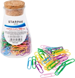 színes irodai gemkapcsok készlete üvegben