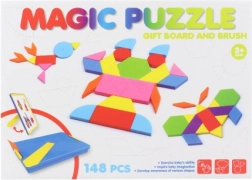 Mágneses hab tangramok műanyag dobozban