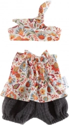 Tunika rövidnadrággal és övvel 38 cm-es babához – virágos rét