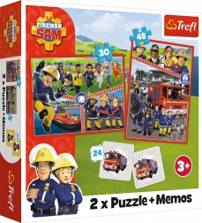 Puzzle 2v1 Tűzoltó Sam memóriás játékkal