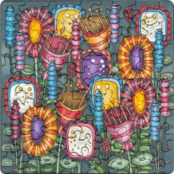 Négyszögletes CURIOSI Q Silver puzzle – színes virágok, 72 darab