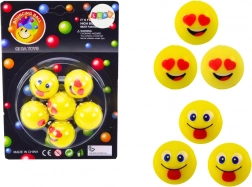 6 db sárga ugráló Emoji labdakészlet