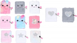 Plüss borítású napló zárral, 10,5 × 15 cm, 70 vonalazatlan oldal