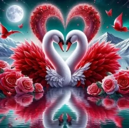 Gyémántfestés szerelmes hattyúk 30 × 40 cm