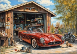 Jaguar a garázsban puzzle 300 XL darab