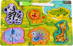 Kétoldalas fa tábla állatos kirakóval – Szafari